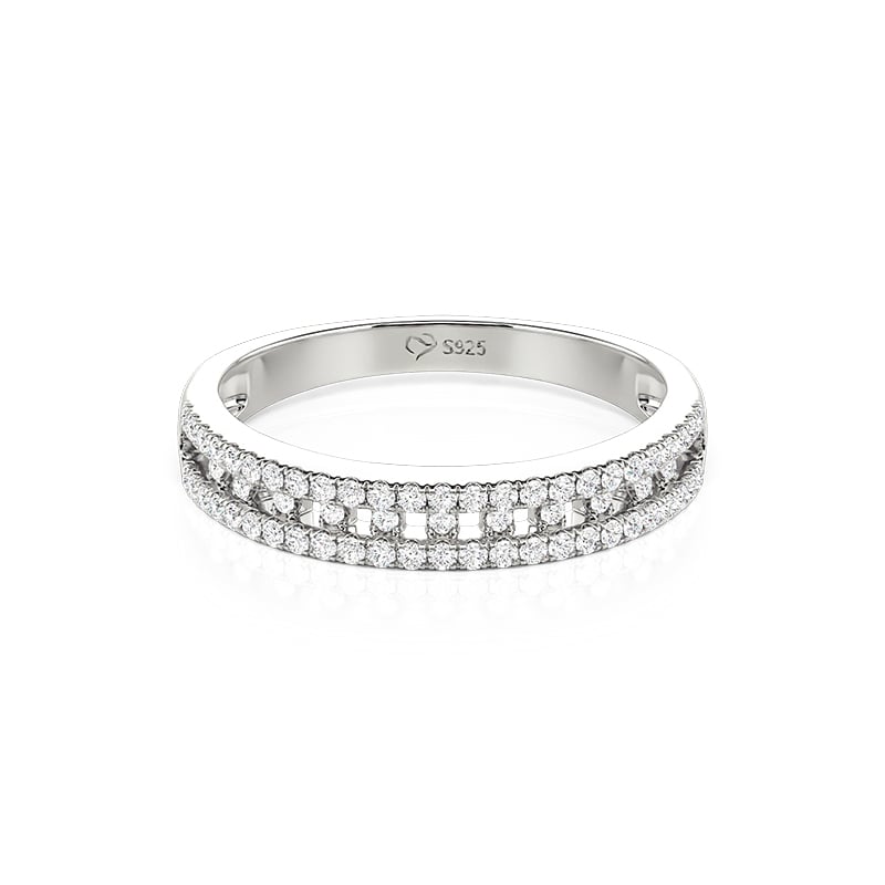 Jeulia Women's Geometric Lattice Open-Work Pavé Wedding Band