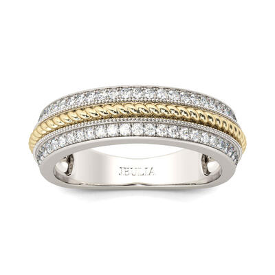 Jeulia Two Tone Cable Round Cut Sterling Silver Women's Band