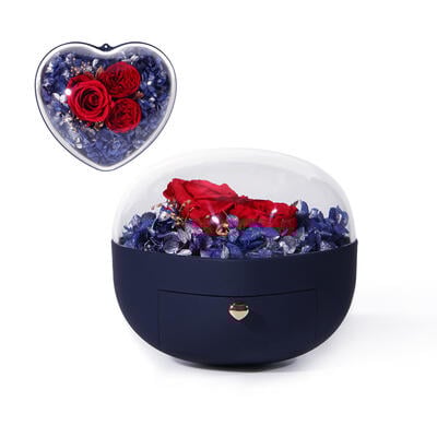 Jeulia Heart Shape Eternal Flower Jewelry Box