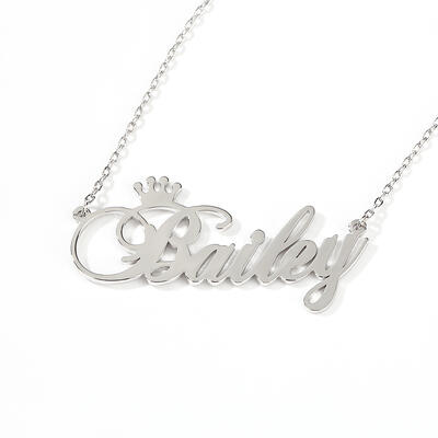 Jeulia "Be Your Own King" Personalized Sterling Silver Name Necklace