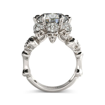 Jeulia Vintage Round Cut Sterling Silver Skull Ring