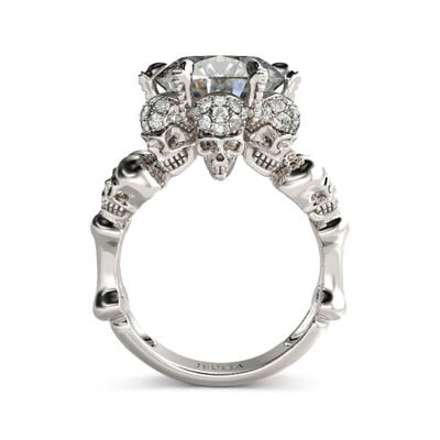 Jeulia Vintage Round Cut Sterling Silver Skull Ring