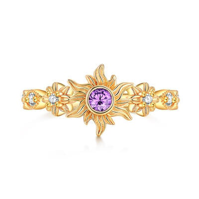 Jeulia Golden Flower Sterling Silver Ring