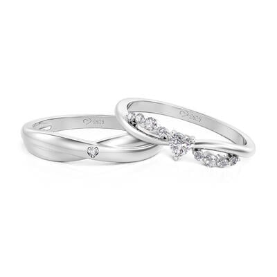 Jeulia Personalisiertes Twist Herz Paarringe Set