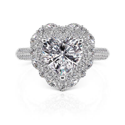 Jeulia Vintage Double Halo Heart Engagement Ring Sterling Silver