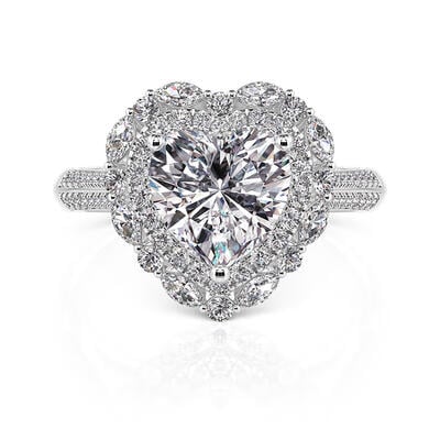 Jeulia Vintage Double Halo Heart Engagement Ring Sterling Silver