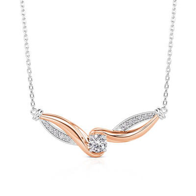 Jeulia Amore Ribbon Twist Two Tone Necklace