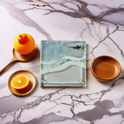 Reslol Fascinating Square Ocean - Inspired Shark Resin Coasters