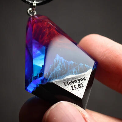 Reslol Charming Snow Mountain & Aurora Inspired Resin Necklace