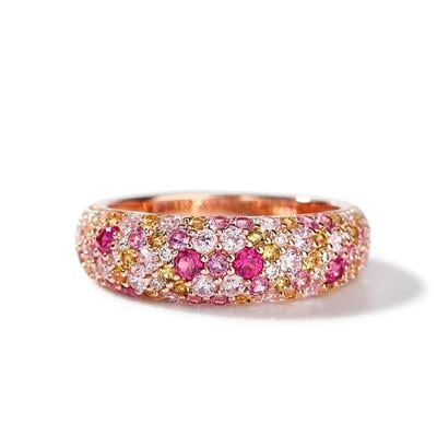 Jeulia "Dream Garden" Multi-color Stones Shiny Sterling Silver Women's Band