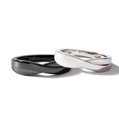 Jeulia Classic Crossover Couple Ring Set Sterling Silver