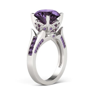 Jeulia Lilac Flower Round Cut Sterling Silver Ring