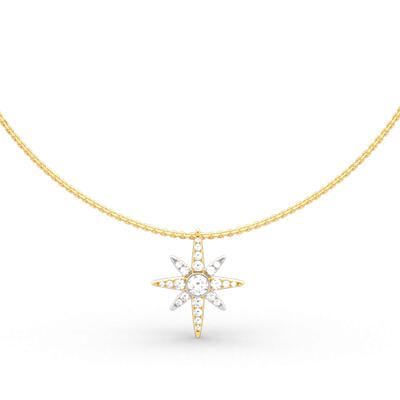 Jeulia Two Tone Star Sterling Silver Necklace
