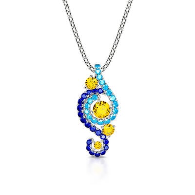 Jeulia "The Starry Night" Round Cut Sterling Silver Necklace