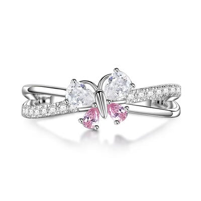 Jeulia Schmetterling Birnenschliff Sterling Silber Ring