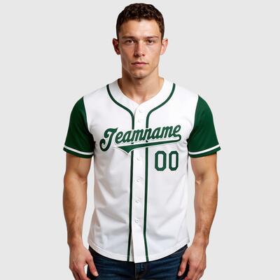 Custom White Green Authentic Two Tone Baseball Jersey with Personalized Number and Logo for Games Practices and Fan Events