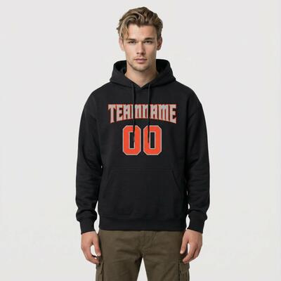 Comfortable Custom Stitched Black Sports Pullover Sweatshirt Hoodie Ideal for Sports Custom Team Name & Chosen Number