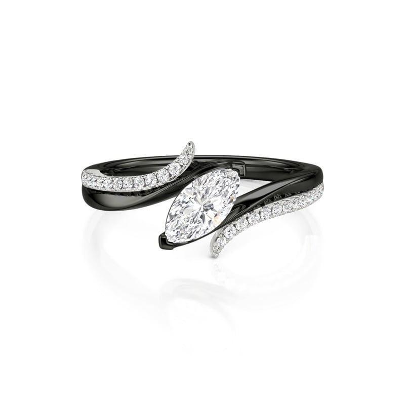 Jeulia Parallel Meet Two Tone Bypass Marquise Cut Engagement Ring