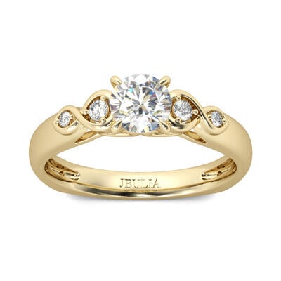 Jeulia Gold Tone Infinity Round Cut Sterling Silver Ring