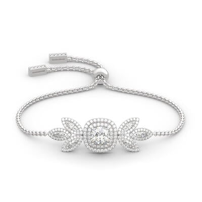 Jeulia Double Halo Cushion Cut Sterling Silver Bracelet
