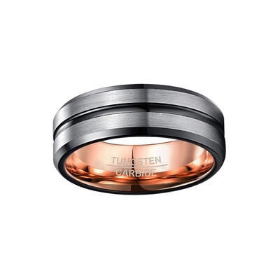 Jeulia Anillo Hombre Simple Negro Dos Tonos Acero Tungsteno