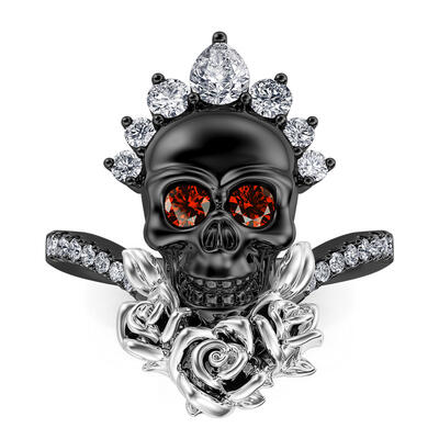 Jeulia "My Queen" Skull&Rose Sterling Silver Ring