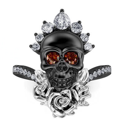 Jeulia Anillo de Calavera Estilo Gótico de Plata de Ley