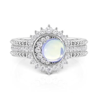 Jeulia Luna Astra Juego de Anillos Eternidad Sol y Luna 3 Piezas