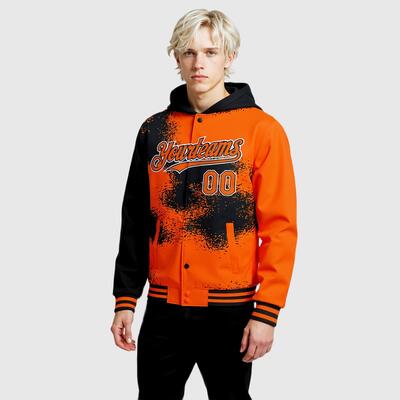 Custom Hoodie Jacket Abstract Color Blocks Fragment Art 3D Pattern Design Bomber Full-Snap Varsity Letterman Hoodie Jacket