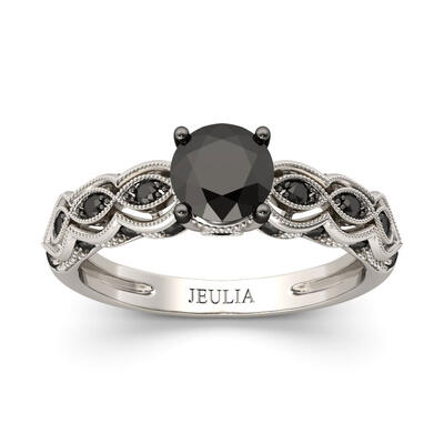 Jeulia Anillo Con Estilo Vintage Milgrain De Talla Redonda En Plata De Ley