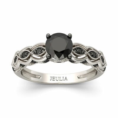 Jeulia Vintage Milgrain Round Cut Sterling Silver Ring