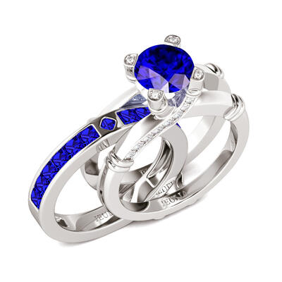 Jeulia Knot Round Cut Sterling Silver Interchangeable Ring Set