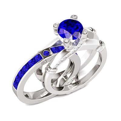 Jeulia Knot Round Cut Sterling Silver Interchangeable Ring Set