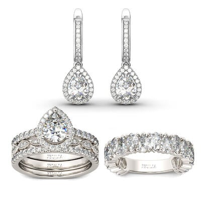 Jeulia Classic Pear Cut Sterling Silver Jewelry Set