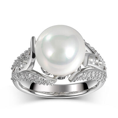 Jeulia Pearl Personalized Sterling Silver Ring
