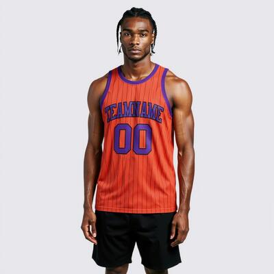 Custom Pinstripe Orange Basketball Jersey - Authentic Craft, Crisp Stripes, Comfort Fit