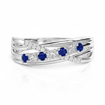 Jeulia Custom Twisted Wedding Band with Birthstone
