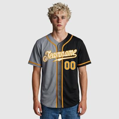 Custom Black-Gray Gradient Baseball Jersey-Personalized Logo & Bulk Orders Supported