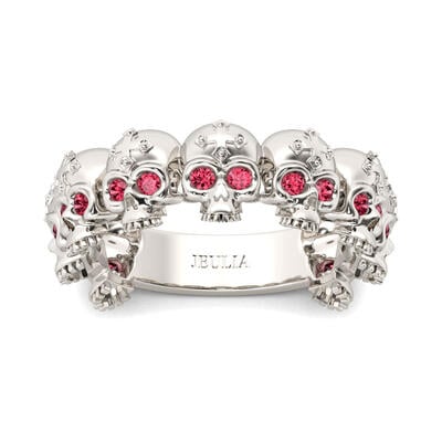 Jeulia Cross Round Cut Sterling Silver Skull Band