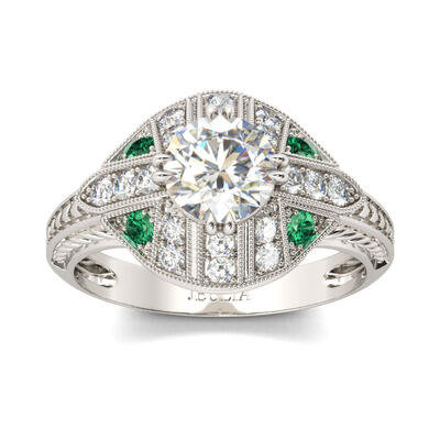 Jeulia Vintage Art Deco Round Cut Sterling Silver Ring