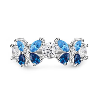Jeulia Beauté fragile Papillon bleu Bague Argent Sterling