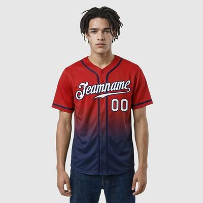 Custom Red Fade Fashion Baseball Jersey – Personalized Name, Number, Logo & Bulk Orders