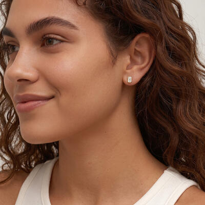 "Solitude" Emerald Cut Stud Earrings