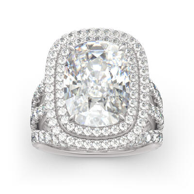 Jeulia Double Halo Cushion Cut Sterling Silver Ring