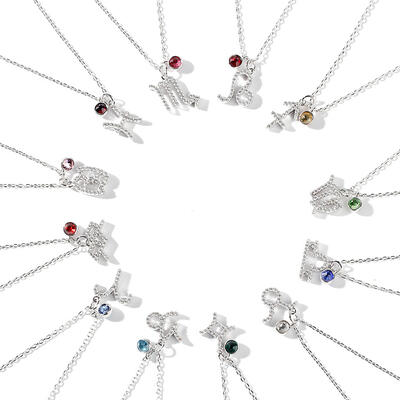 Jeulia Constellation Sterling Silver Personalized Necklace With Birthstone