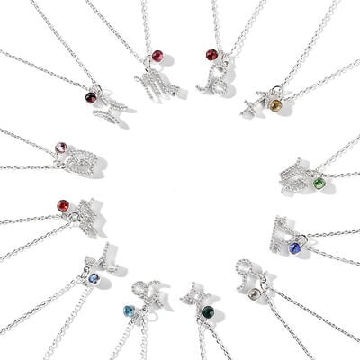 Jeulia Collier Personnalisé Constellation en Argent Sterling avec Pierre de Naissance