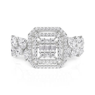 Jeulia Olivetta Double Halo Cluster Engagement Ring