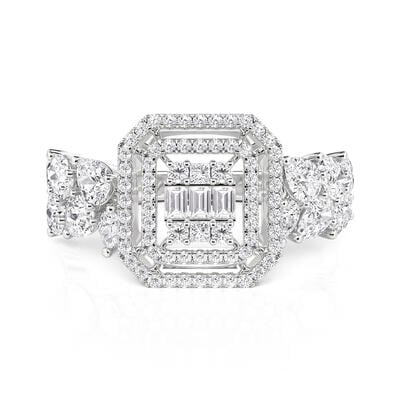 Jeulia Olivetta Anillo de Compromiso Doble Halo Cluster