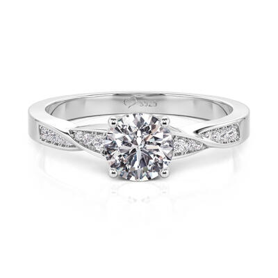 Jeulia Classic Twist Round Cut Engagement Ring Sterling Silver