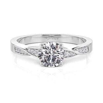 Jeulia Classic Twist Round Cut Engagement Ring Sterling Silver